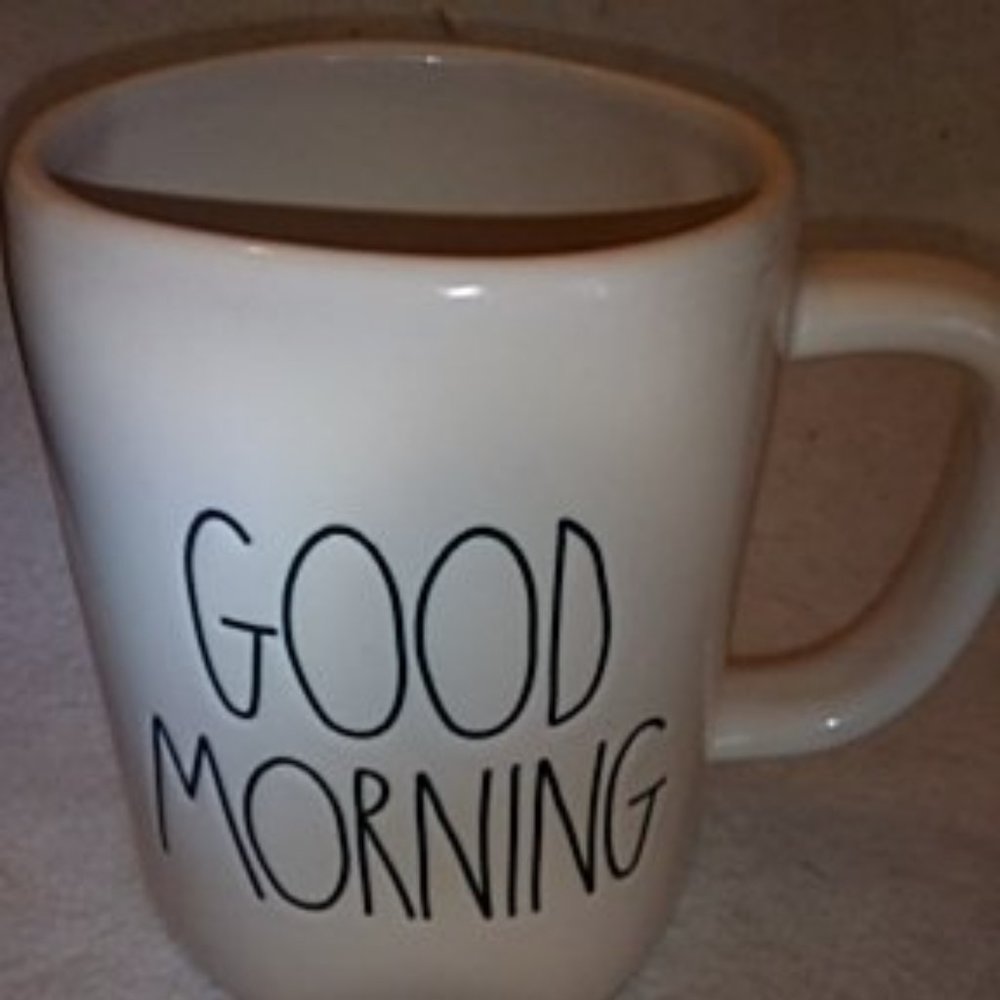 Rae Dunn White GOOD MORNING Mug New 18 Ounces 5 Inches Tall